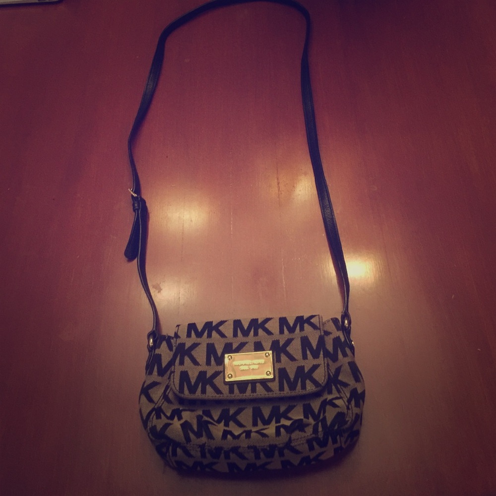 Michael Kors grey and Black MK Logo Crossbody Bag
